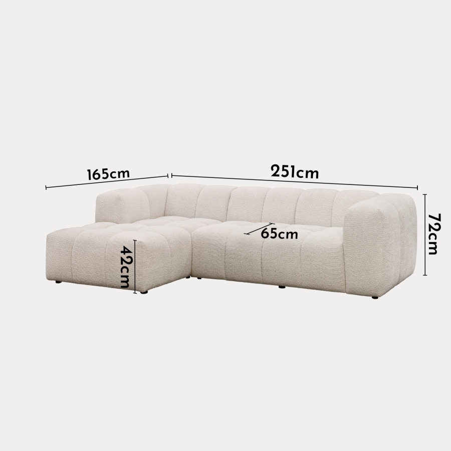 Canapé d'angle tissu bouclette beige - Angle gauche