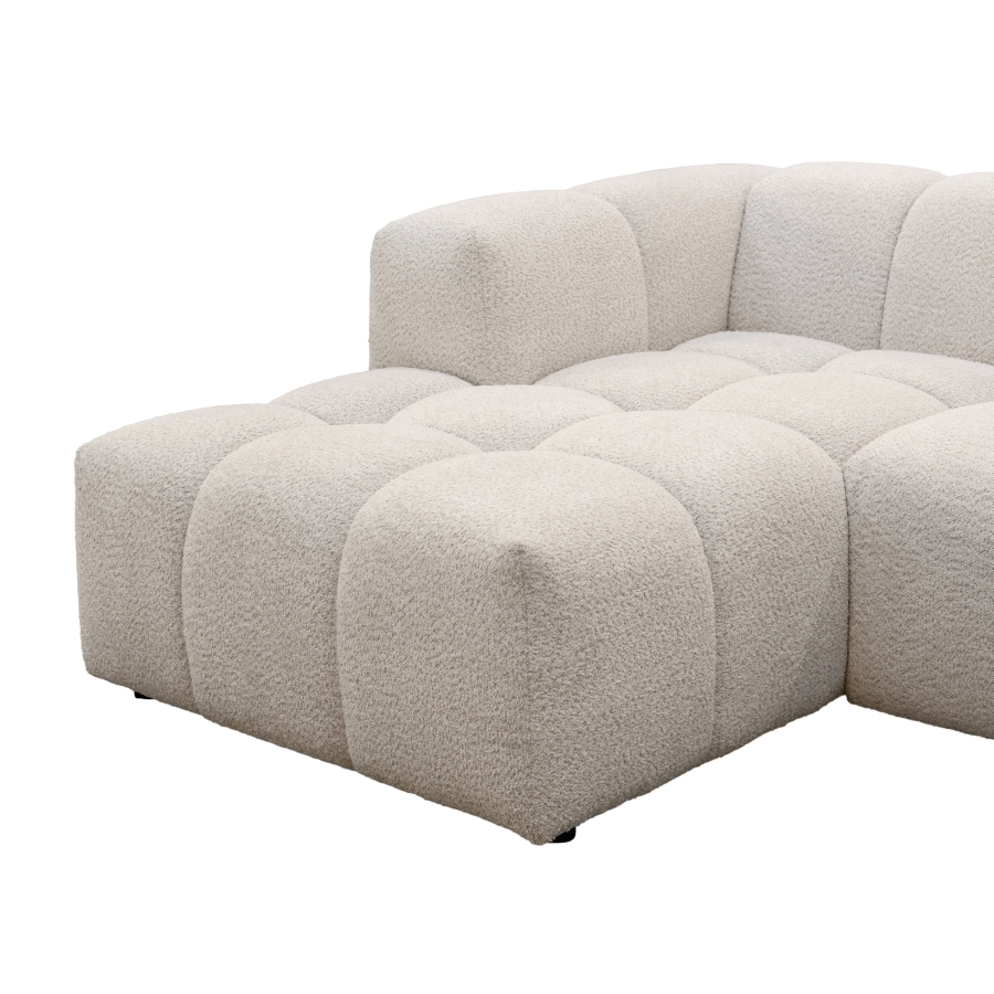 Canapé d'angle tissu bouclette beige - Angle gauche
