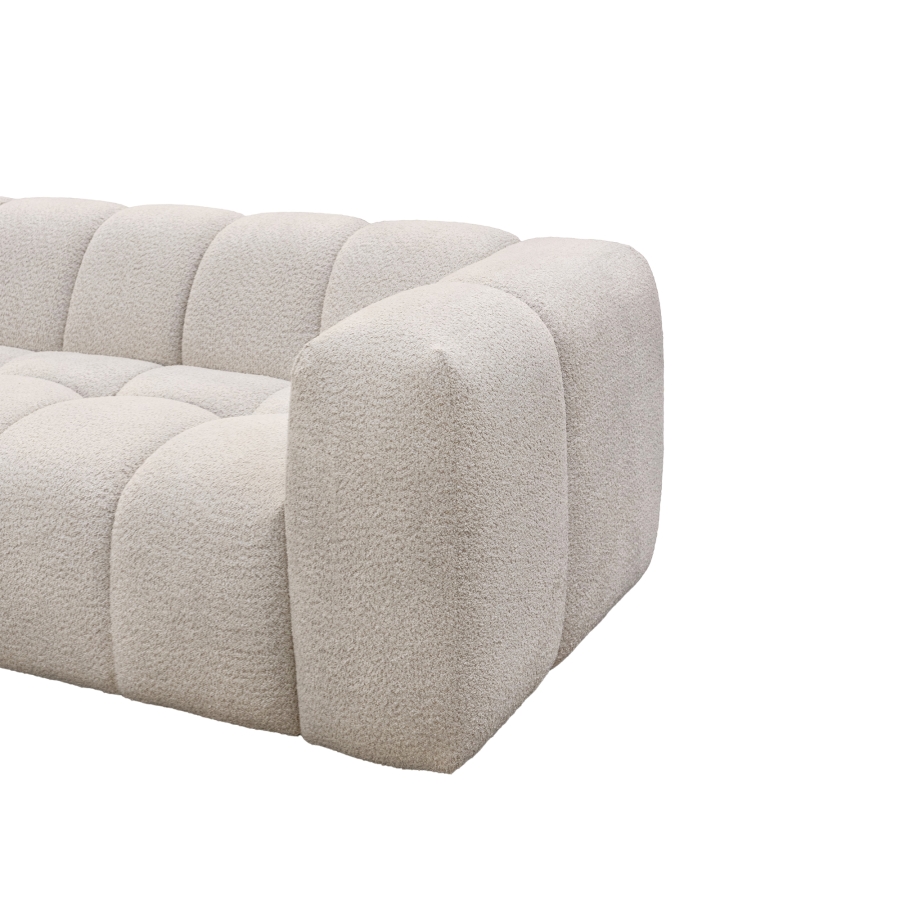 Canapé d'angle tissu bouclette beige - Angle gauche