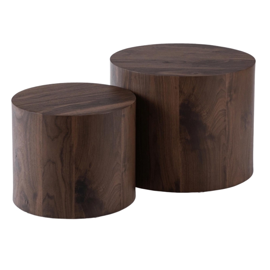 Lot de 2 tables basses couleur bois fonc&eacute;