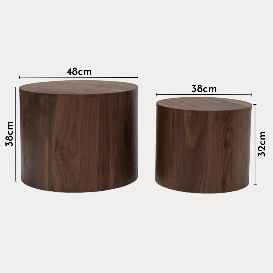 Lot de 2 tables basses couleur bois fonc&eacute;