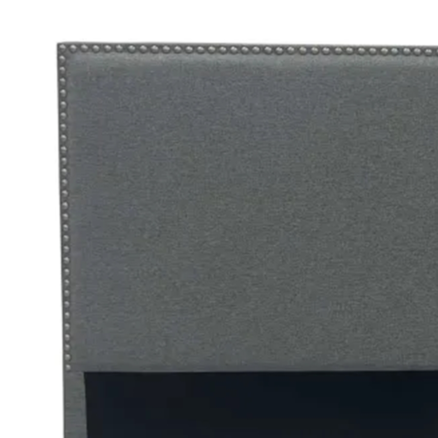 Tête de lit cloutée en tissu lin gris 180 cm