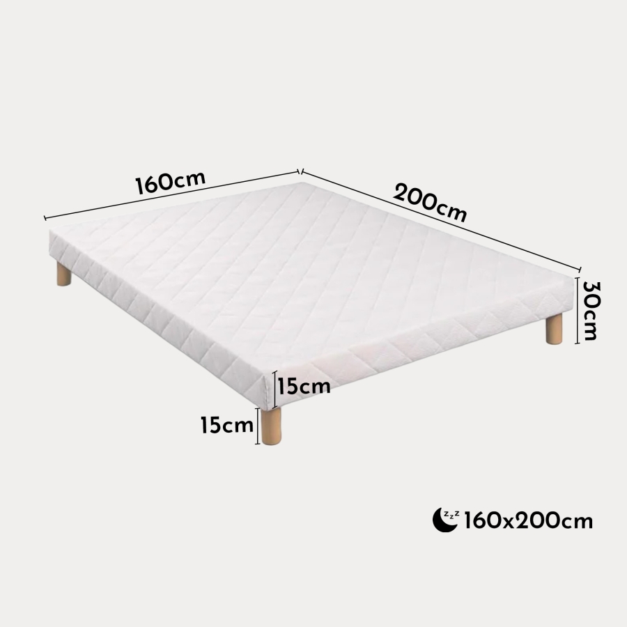 Sommier 160x200 + 4 pieds