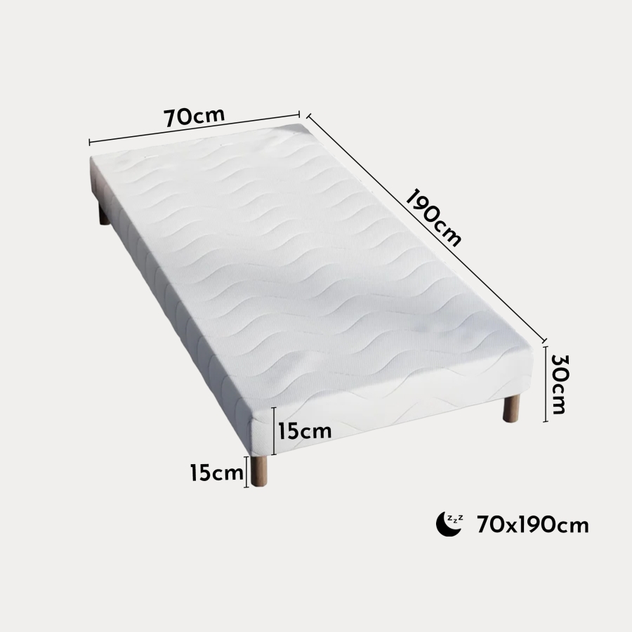 Sommier 70x190 + 4 pieds
