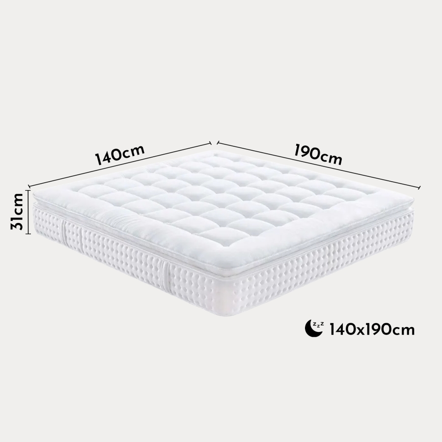 Matelas hybride gel mémoire de forme 140x190 cm épaisseur 31 cm