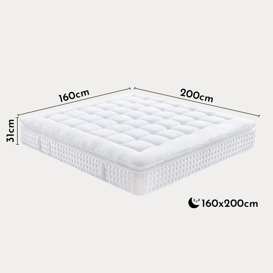 Matelas hybride gel mémoire de forme 160x200 cm épaisseur 31 cm