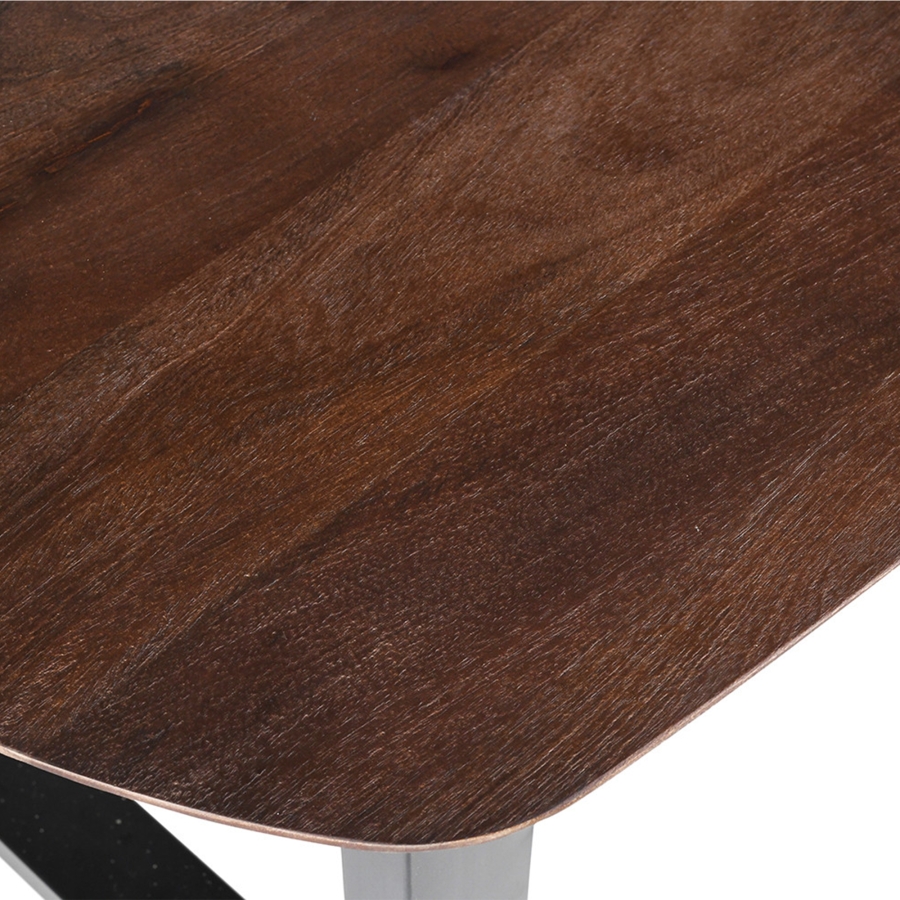 Table à manger ovale en bois de manguier clair pieds en métal noir 220 cm