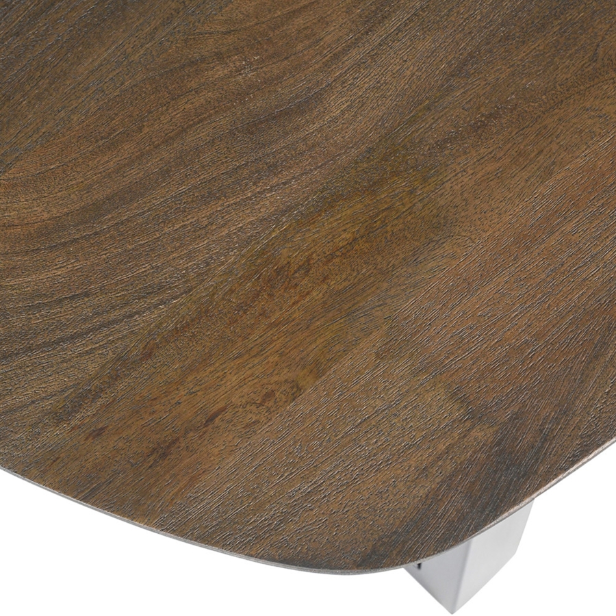 Table à manger ovale en bois de manguier foncé pieds en métal noir 220 cm